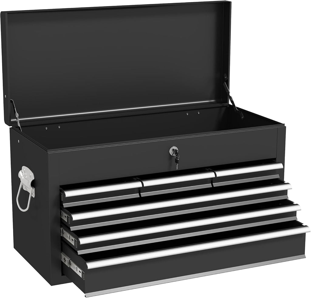HOMCOM 6 Drawer Tool Chest Lockable Top Case 600mm x 260mm x 340mm Black
