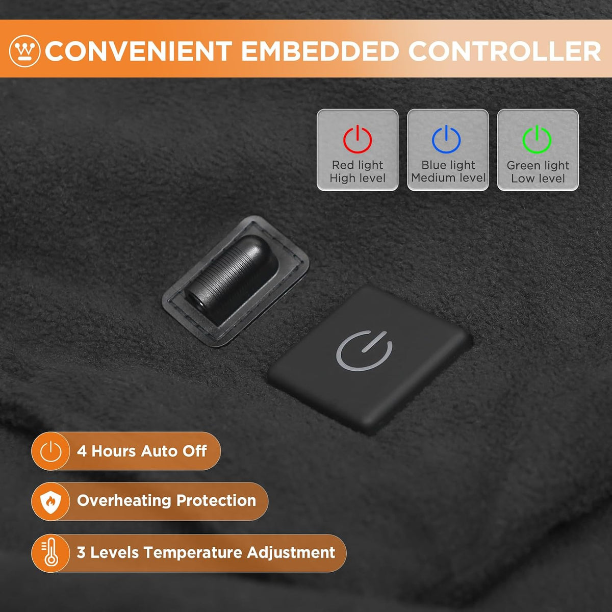 Westinghouse Heated Car Blanket, Machine Washable, 59" x 43", Charcoal