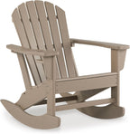 Signature Design by Ashley Sundown Treasure HDPE Outdoor Rocking Chair | All-weather HDPE resin Adirondack chair with built-in cup holder, Classic slat-back design for porches and patios