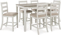 Signature Design by Ashley Skempton Counter Height Dining Table Set for 6 | 36 in counter height dining table, 24.75 in seat height, Solid wood stool frames, Two-tone wood design, Cushioned seats