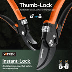 8.5" Garden Secateurs for Weak Hands, Professional Bypass Pruner