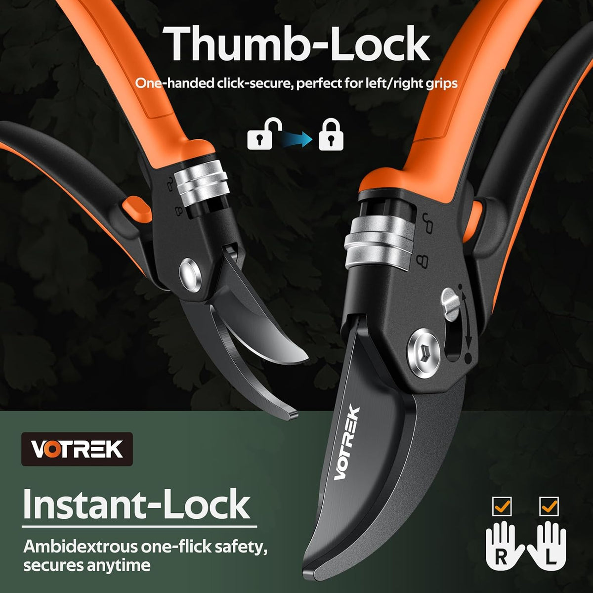 8.5" Garden Secateurs for Weak Hands, Professional Bypass Pruner