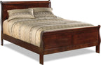 Signature Design by Ashley Alisdair King Wood Sleigh Bed, Dark Brown | King sleigh bed frame, Curved Louis Philippe style headboard, Box spring required, Veneers, wood and engineered wood