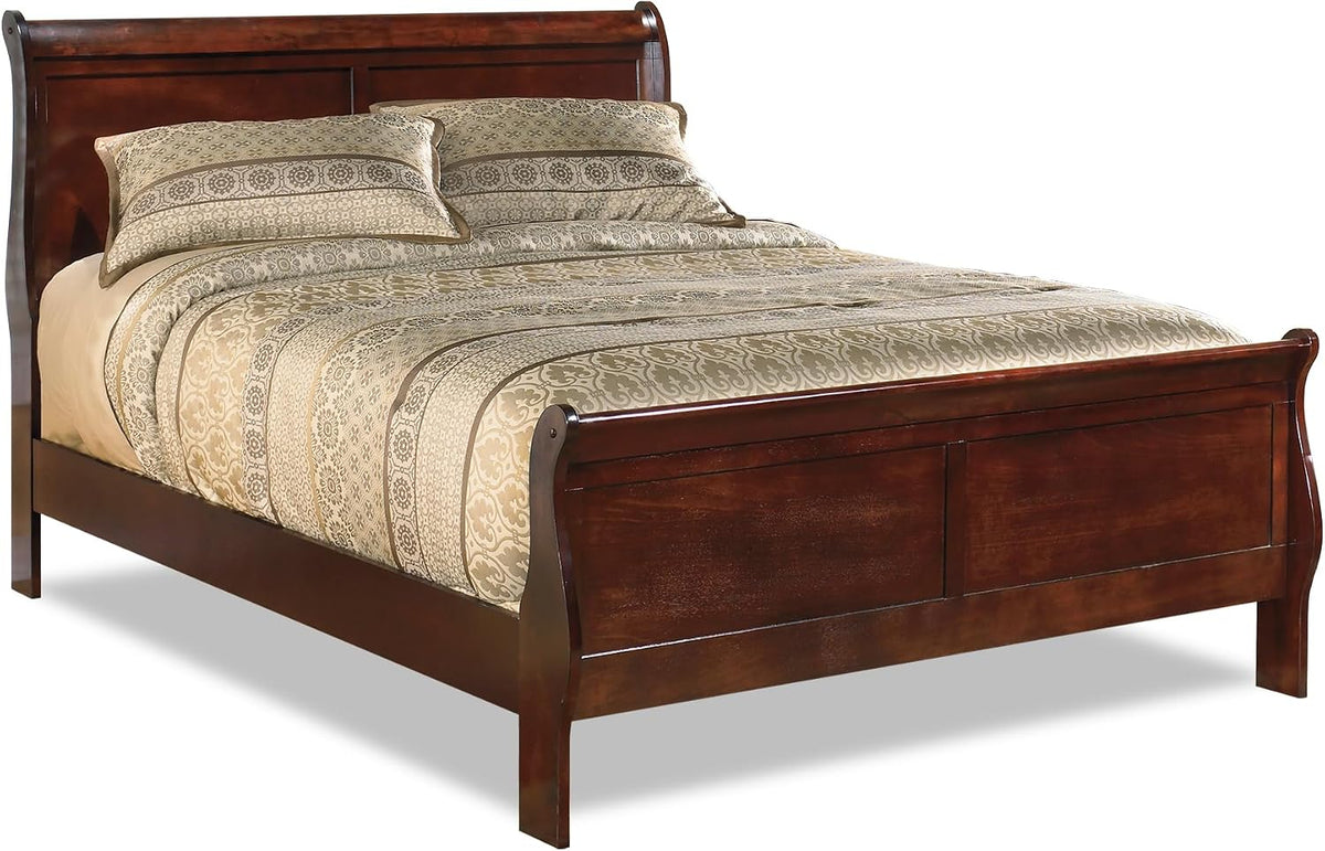Signature Design by Ashley Alisdair King Wood Sleigh Bed, Dark Brown | King sleigh bed frame, Curved Louis Philippe style headboard, Box spring required, Veneers, wood and engineered wood