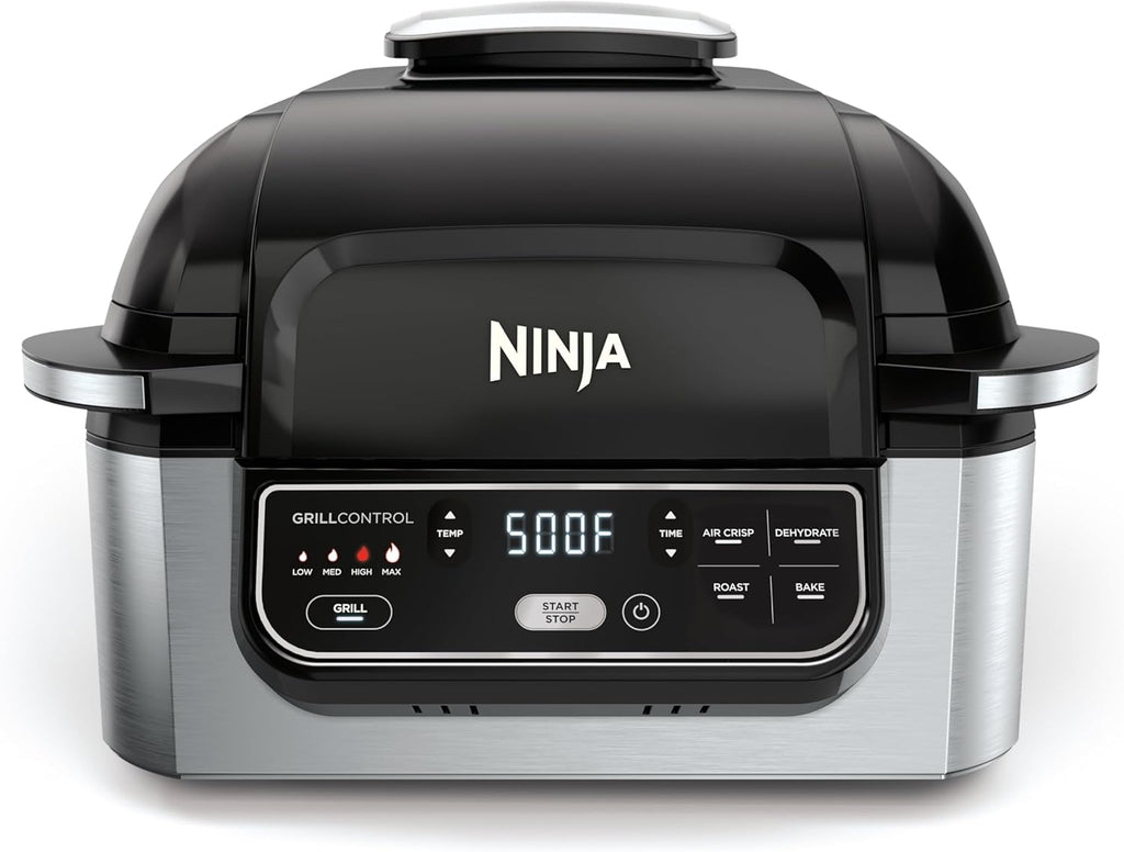Ninja® Foodi® 5-in-1 XL Indoor Grill & Air Fryer, Black/Grey, AG301 | Cyclonic Grilling Technology for char-grilled flavor indoors year-round. 5-in-1: Grill, Air Fry, Roast, Bake & Dehydrate. XL.
