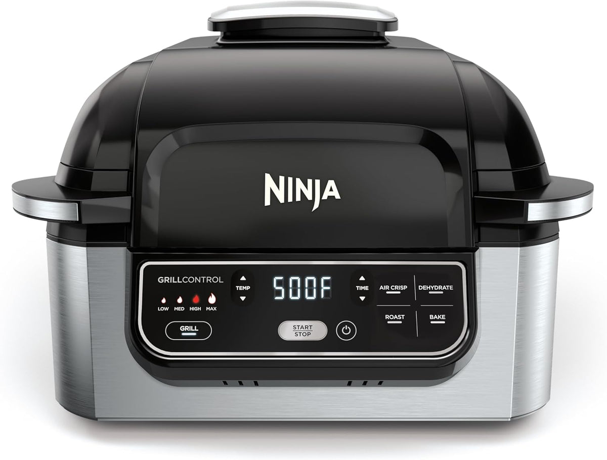 Ninja® Foodi® 5-in-1 XL Indoor Grill & Air Fryer, Black/Grey, AG301 | Cyclonic Grilling Technology for char-grilled flavor indoors year-round. 5-in-1: Grill, Air Fry, Roast, Bake & Dehydrate. XL.