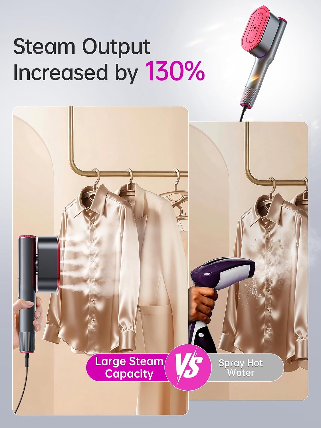 DRFLASH 2 in 1 Handheld Garment Steamer and Iron for Clothes Travel Size