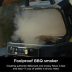 Ninja Woodfire ProConnect Premium XL Outdoor Grill & Smoker, Blue & Gold | Ninja Woodfire ProConnect 7-in-1 Grill has 180 sq in of space, and an app-connected thermometer for foolproof BBQ smoking