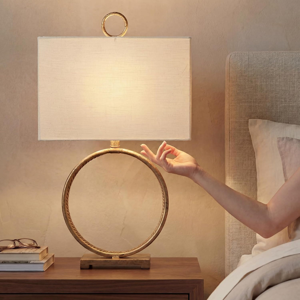 Signature Design by Ashley Table Lamp, 28 Inch, Gold, Rectangle Shade