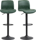 HOMCOM Bar Stools Set of 2 Height Adjustable, Backrest Footrest, Green