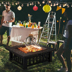 Yaheetech Multifunctional Fire Pit Table 32in Square Metal Firepit Stove