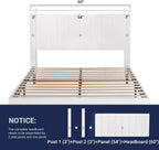 Allewie Queen Bed Frame/Velvet Upholstered Bed Frame with Vertical Channel Tufted Headboard/Strong Wooden Slats/Platform Bed Frame/Mattress Foundation/Box Spring Optional/Easy Assembly/White