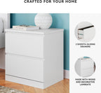 Signature Design by Ashley Onita 2-Drawer White Nightstand Bedside Table | Hardware-free modern small nightstand, Smooth-gliding ball-bearing drawers, Durable engineered wood