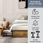 Allewie Industrial Storage Bed with 4 Large Drawers, Queen