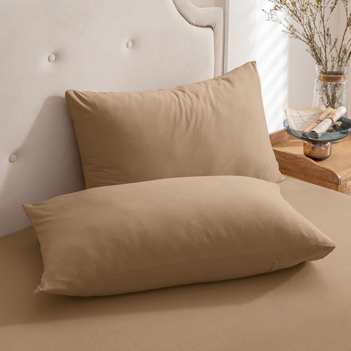 PURE ERA Jersey Knit Pillow Cases Solid Sage Green Standard