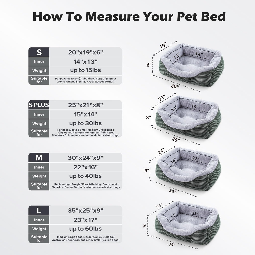 INVENHO Medium Dog Beds for Medium Dogs Washable, Rectangle Dog Bed Medium Size Dog, Orthopedic Dog Bed, Warming Soft Calming Sleeping Puppy Bed Durable Pet Bed with Anti-Slip Bottom M(30"x24"x9")