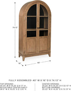 Signature Design by Ashley 74" Wood Glass Display Cabinet, Dagandale | Mango wood veneer construction, Natural and black finish, Spacious 4-tier china cabinet, Living room use