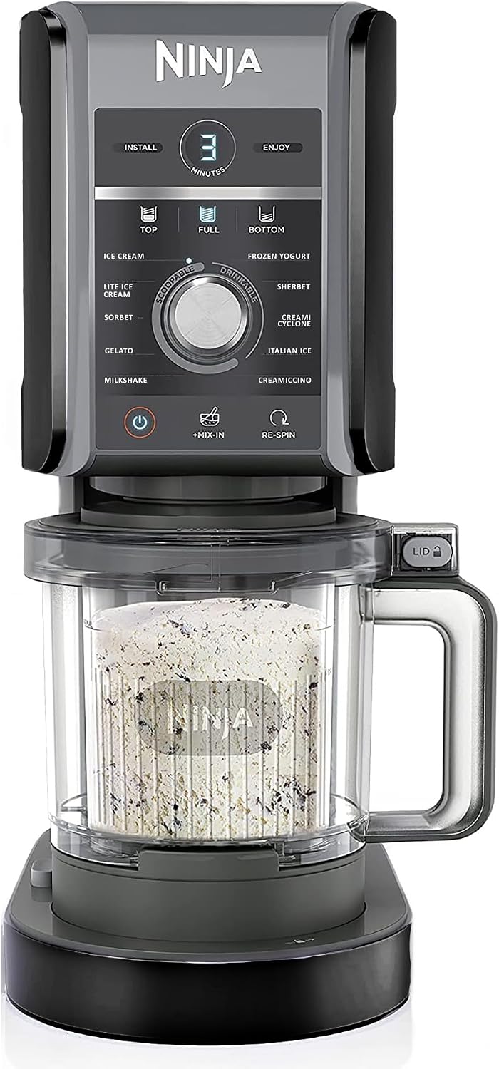 Ninja (Refurbished) NC501 CREAMi Deluxe 11-in-1 Ice Cream & Frozen Treat Maker with 2 XL Family Size Pint Containers, Black (Renewed)