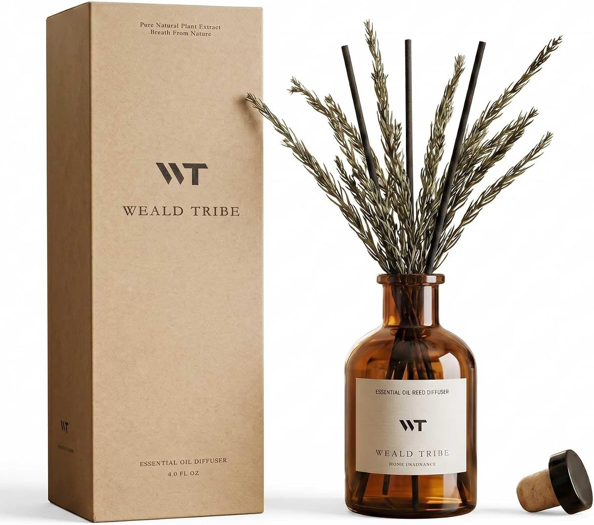 WEALD TRIBE Flower Reed Diffuser Set Eucalyptus & Lavender Scent for Room Bathroom Accessories Shelf Decor & Air Fresheners, Sticks Defusers with 4.0 fl oz Home Fragrance Oils, Office Gift