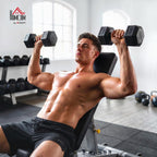 HOMCOM 2x4kg/2x5kg/2x6kg/2x8kg/2x10kg Rubber Hex Dumbbell Set Anti-Rolling Free Weights Dumbbells Pair with Knurled Grip for Home Gym Strength Training Exercise