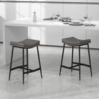 HOMCOM Breakfast Bar Stools Set of 2 Microfibre Upholstered Barstools Grey