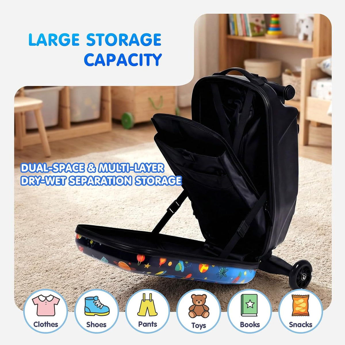 4in1 Suitcase Scooter,Ride on Suitcase for Kids,Toddler Flight Essential
