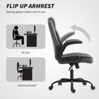 HOMCOM Executive Office Chair with Flip-Up Armrests for Home Charcoal Grey
