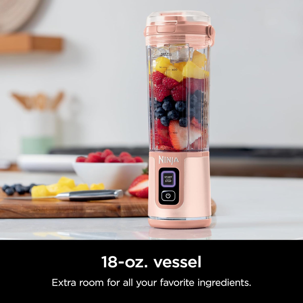 Ninja Blast Two-Pack Portable Blender, 18oz, Peach & Stone, BC155PS | Two cordless Ninja Blast Portable Blenders. USB-C rechargeable, BlastBlade crushes ice. Leakproof, dishwasher safe.