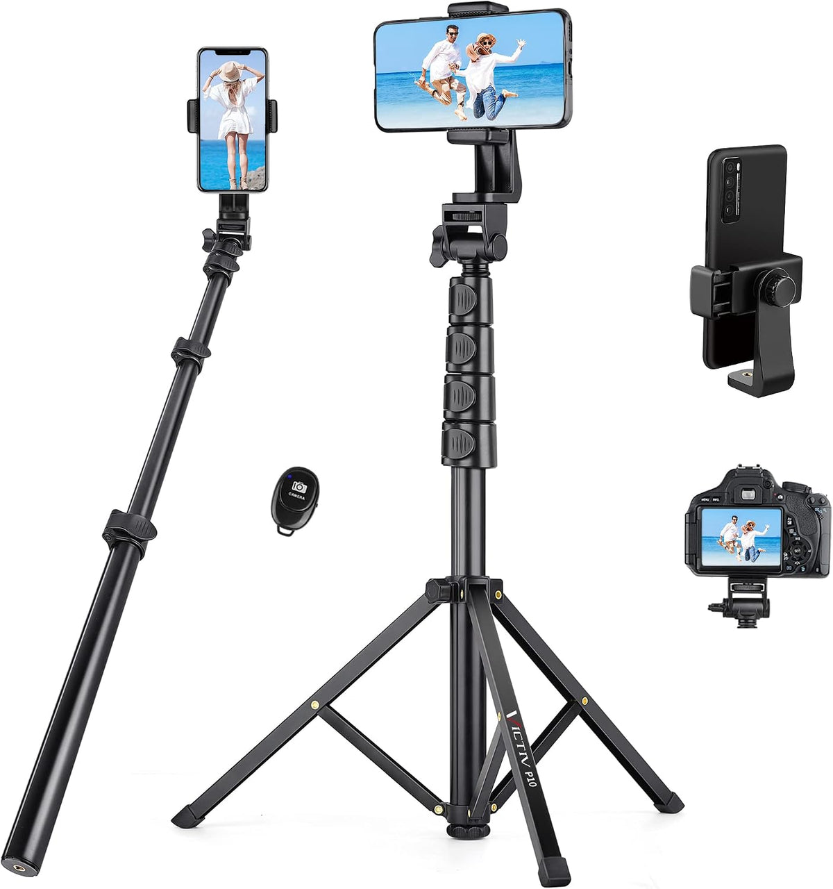 Phone Tripod, 86" Tall Tripod for iPhone with Flexible Gooseneck & Remote