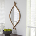 Signature Design by Ashley Bartner Accent Mirror, Gold Wavy Twisted Frame | Antiqued goldtone metal frame, Organic modern style, 4-way hanging versatility, 18x36 in size, Entryway and living room use