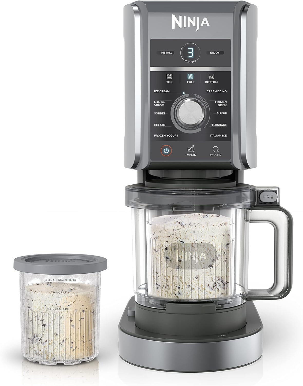 Ninja NC501C CREAMi Deluxe Ice Cream Maker (Canadian Version) | 11 programs, Two XL family-size pint containers, Sorbet and frozen-drink modes