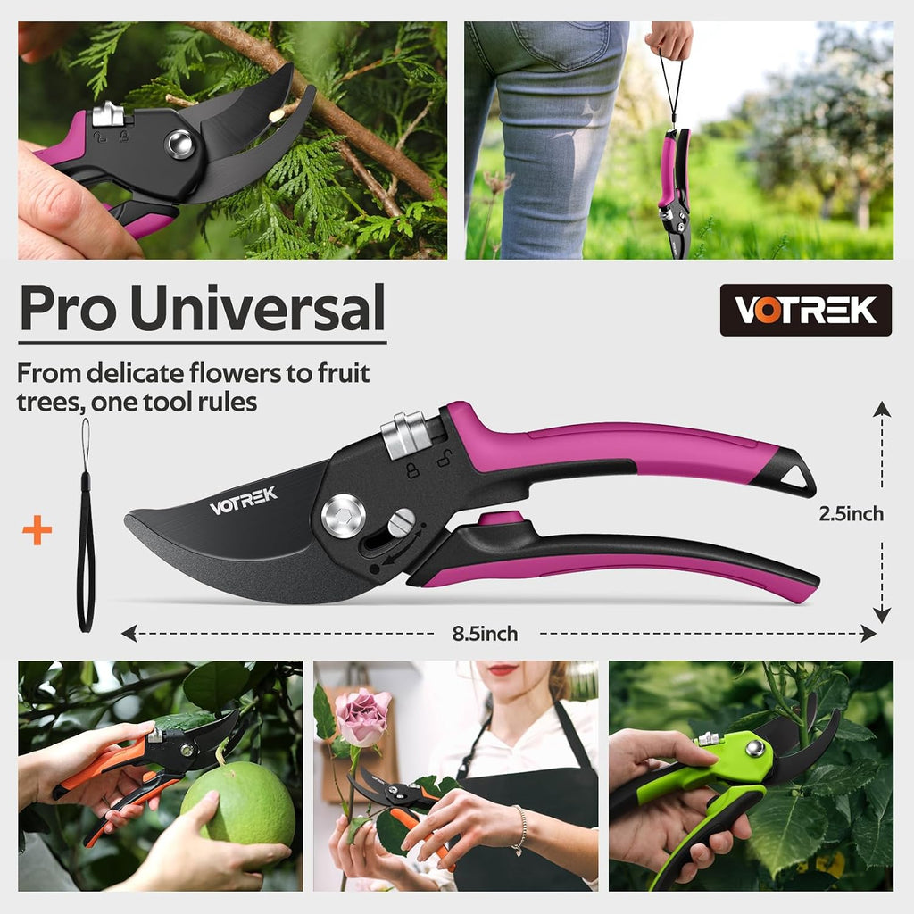 8.5" Garden Secateurs for Small Hands, Professional Bypass Pruner