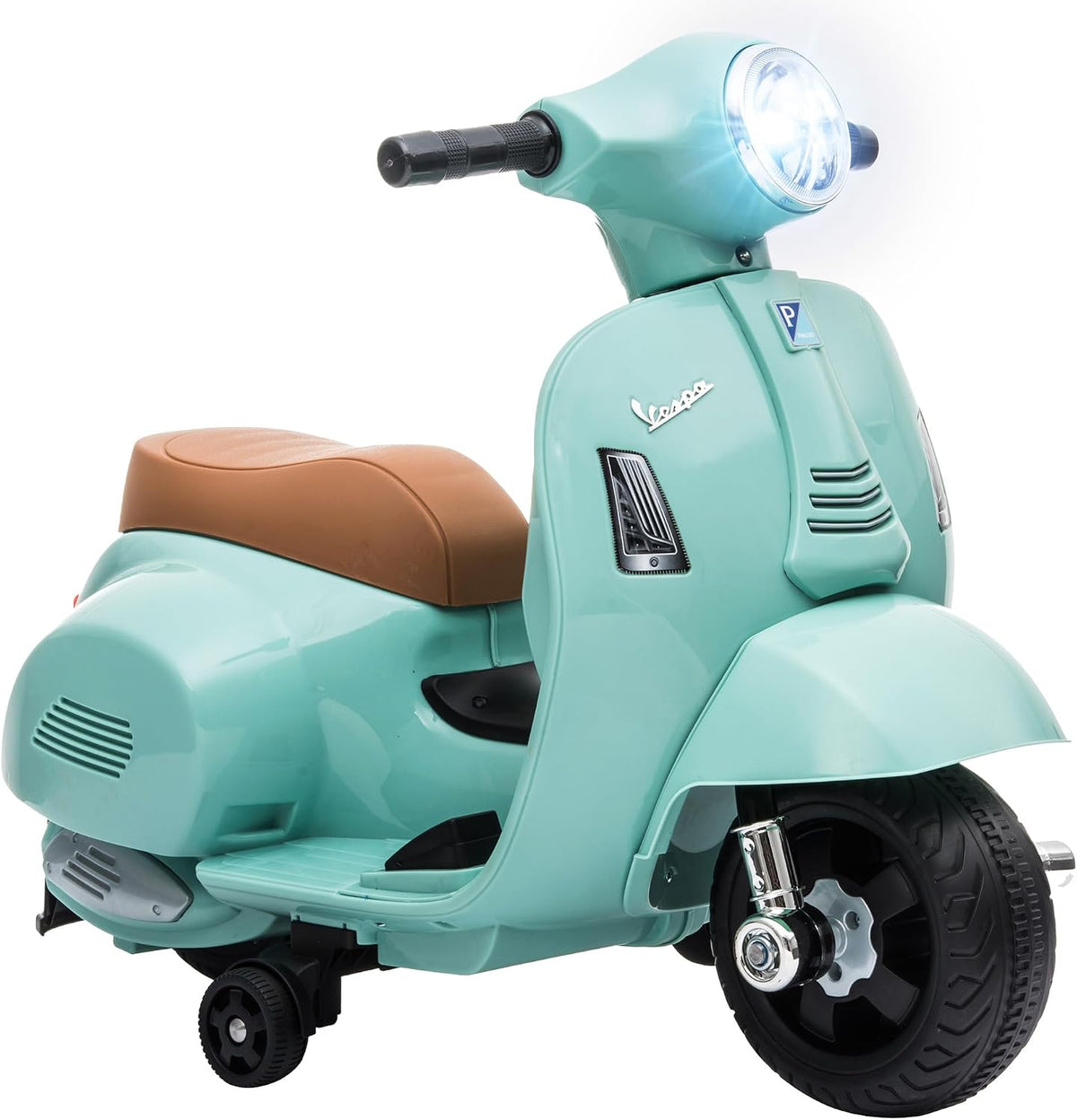 HOMCOM Licensed Vespa 6V Ride On Motorcycle for Kids Max. 25KG Green
