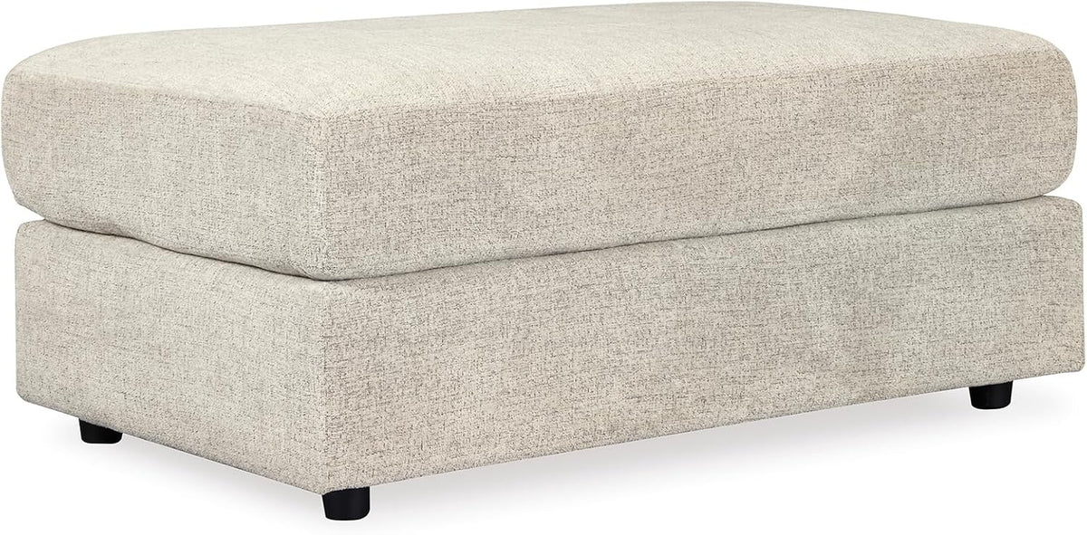 Signature Design by Ashley Soletren Oversized Ottoman, Stone | Plush stone beige chenille upholstery, Wood and engineered wood frame, 48-inch rectangular living room footprint
