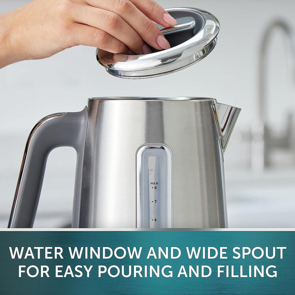 Breville Edge Low Steam Kettle | 1.7L | 3kW Fast & Quiet Boil Kettle | Energy Efficient | Brushed Stainless Steel [VKT236]