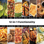 Ninja DCT451 12-in-1 Smart Double Oven with FlexDoor, Thermometer, FlavorSeal, Smart Finish, Rapid Top Convection and Air Fry Bottom , Stainless Steel | Smart Cook thermometer, FlavorSeal, Smart Finish, Air fry, bake, broil, roast, pizza