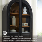 Signature Design by Ashley Tall Arched Display Cabinet, Black/Natural | Tall display console with tempered glass doors and 3 spacious shelves, Easy 15-minute assembly, Dagandale