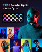 UBeesize 12'' LED RGB Ring Light with 62'' Tripod Stand, Selfie Ring Light for Video Recording, Live Streaming, TikTok & YouTube, Compatible with iPhone & Android