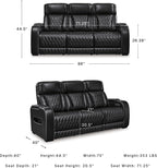 Signature Design by Ashley 3-Seater Leather Power Reclining Sofa, Black | 3-seater power headrest sofa with zero-gravity massage and heat, Drop-down table and arm storage, Boyington Series