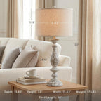 Signature Design by Ashley Table Lamps Set of 2, Tall Farmhouse, Whitewash | Durable 33-inch H cast resin pedestal base, Light fabric drum shade, Farmhouse style for end tables, Bernadate Series