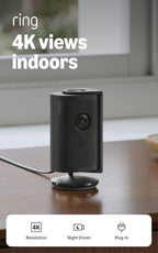 Ring Indoor Camera 4K (newest gen), Plug-In, Retinal 4K Video, pet camera, Auto HDR, True-colour Night Vision in low light, business or home security, alternative to CCTV