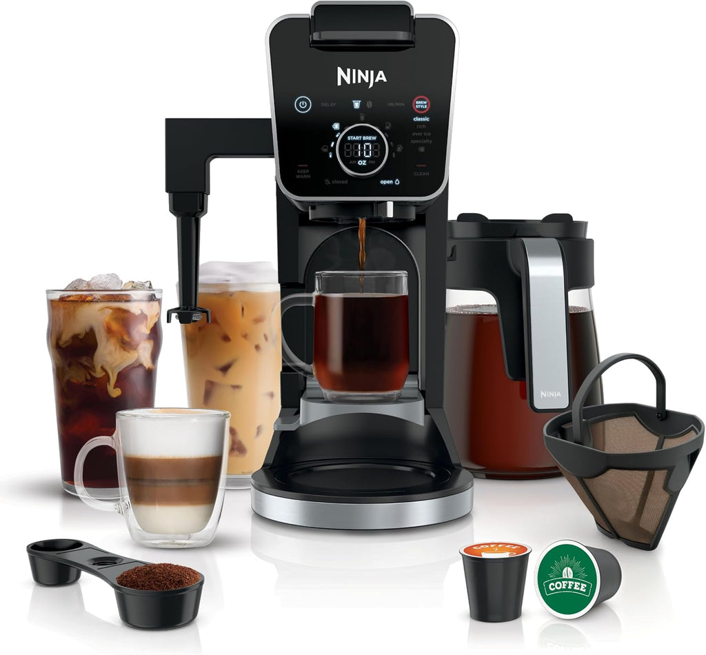 Ninja Specialty Drip Coffee Maker, DualBrew Pro, Black CFP307 | Coffee Machine w/Frother, Permanent Filter, Brew w/Pods & Grounds, K Cups Compatible, 4 Brew Styles, 13 Cup to Pot Sizes
