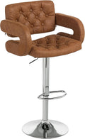 HOMCOM Bar Stool w/Wide Seat U-Shaped Armrest PU Leather, Brown