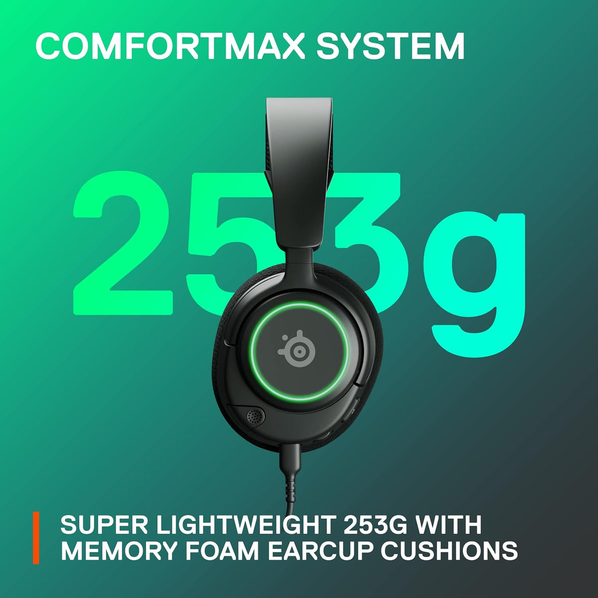 SteelSeries Arctis Nova 3 - USB-C Gaming Headset for PC, PS4, PS5 & Switch - RGB Lights - Hi-Fi Drivers - 360° Spatial Audio - AirWeave Memory Foam Earcups - Super Lightweight - ClearCast Gen 2 Mic
