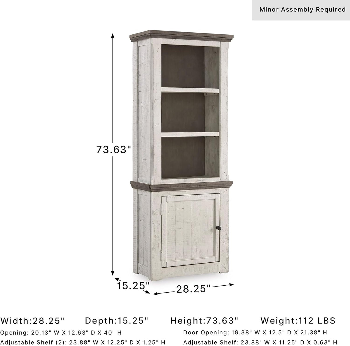 Signature Design by Ashley Havalance Left Pier Cabinet, Farmhouse Bookcase