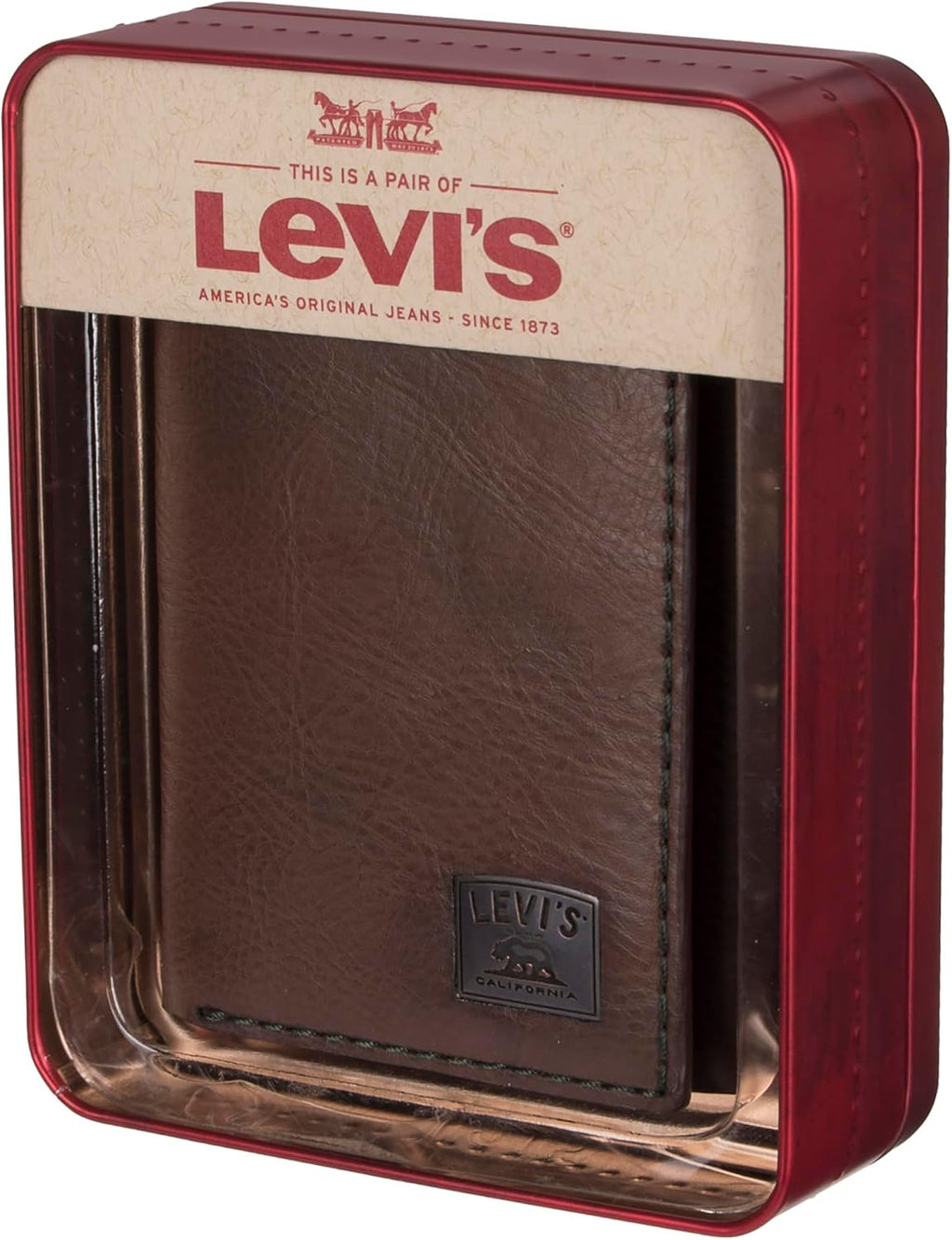 Levi's Men's Trifold Wallet-Sleek and Slim Includes Id Window and Credit Card Holder, Brown Stitch, One Size