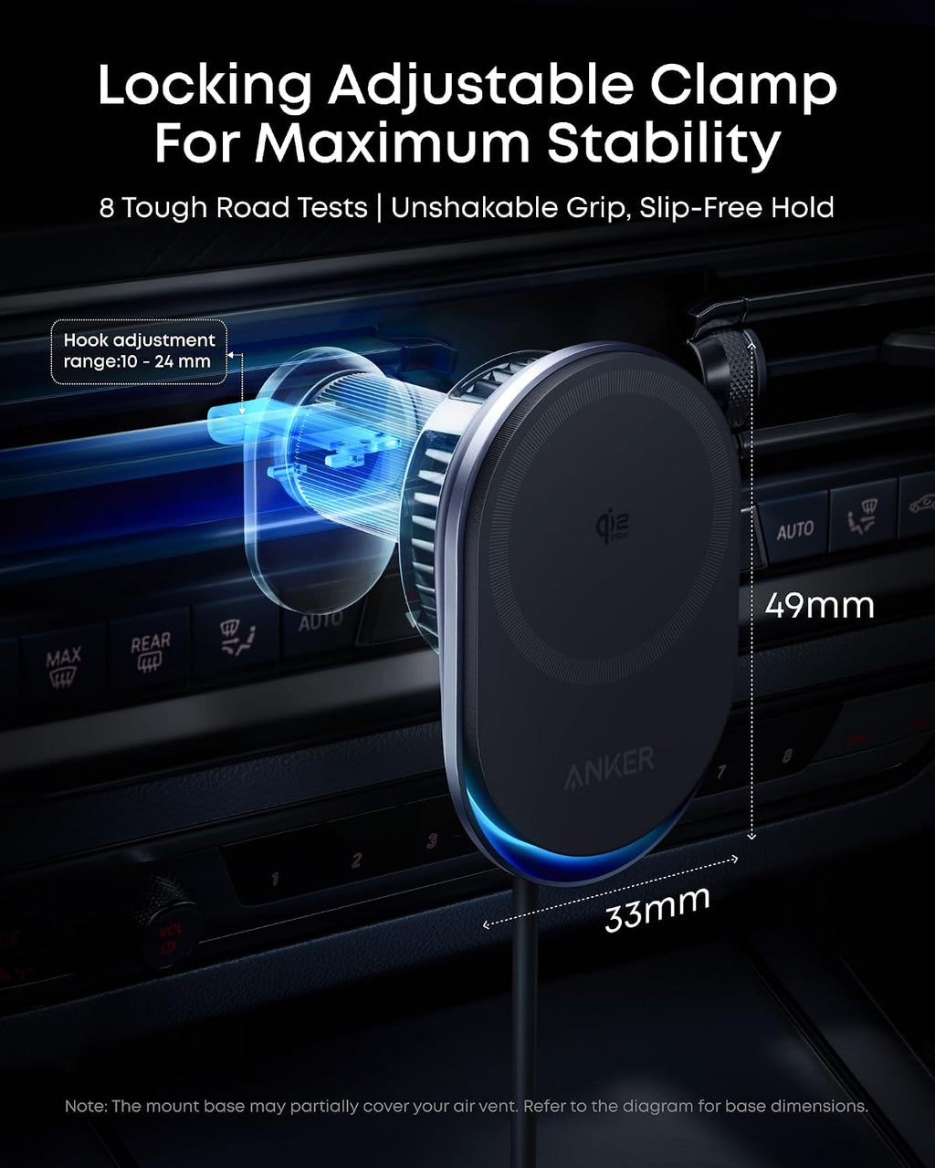 Anker Prime Qi2 25W MagSafe Compatible Wireless Car Charger Mount