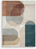 Signature Design by Ashley Washable Area Rug, Mid Century Modern 5x7 | 100% polyester faux fur, Bedroom and living room use, Farrendale Series