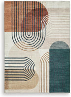 Signature Design by Ashley Washable Area Rug, Mid Century Modern 8x10 | Area rugs for living room, Mid-century modern arch pattern, Ultra-soft polyester faux fur, 5 mm low pile, Farrendale Series