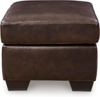 Signature Design by Ashley Santorine Contemporary Leather and Faux Leather Rectangular Ottoman, Top Grain Cushion, Rectangular Footrest and Coffee Table for Living Room, 34" W, Dark Brown